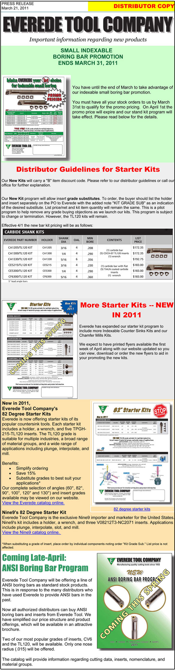 Distributor Copy of New Products Flyer